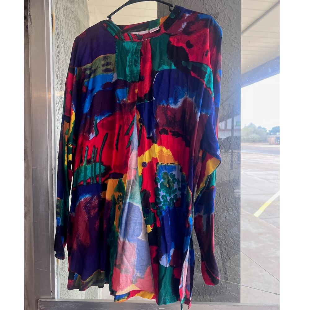 Vintage Penny Lane abstract colorful button down top size L